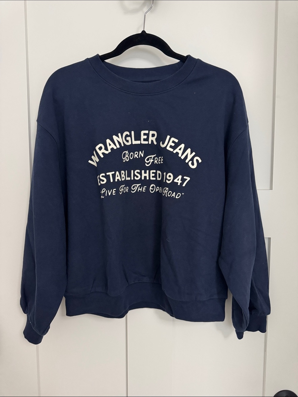 Wrangler Navy Crewneck Sweatshirt with White Logo